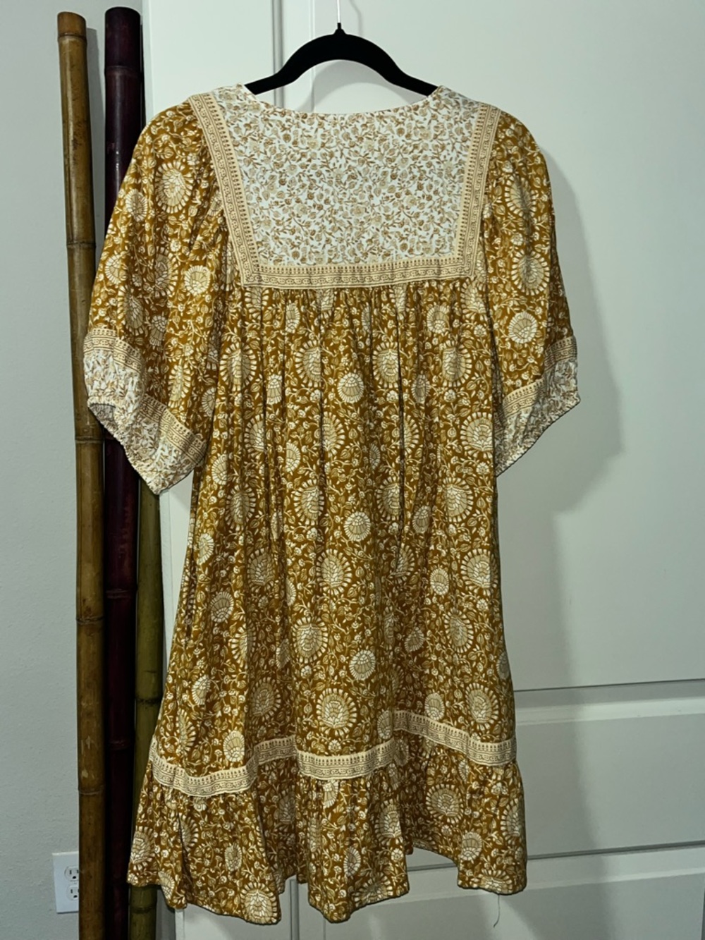 Old Navy Mustard Floral Lace-Trim Mini Dress - Picture 3 of 4